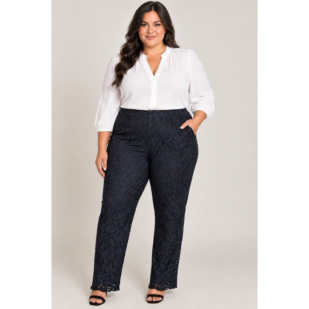 Lane Bryant Black Floral Lace Straight Leg Dress Pants Plus Size 20